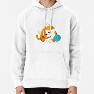 Adorable orange white Cat with yarn Pullover Hoodie
