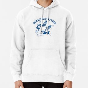 Cat Rolling Fatties funny cat - dark blue text Pullover Hoodie