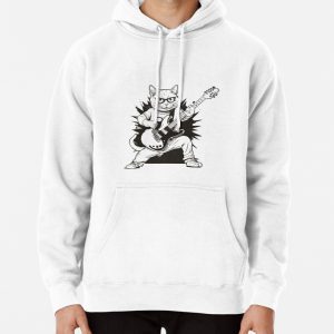 Cute cat plays guitar Pullover Hoodie