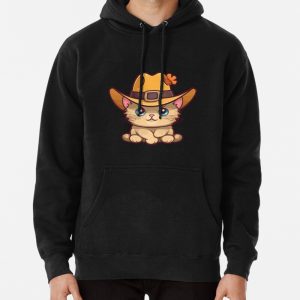 Western cowboy country cute cat with hat Pullover Hoodie