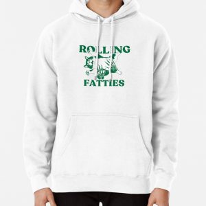 Rolling Fatties funny cat - green text Pullover Hoodie
