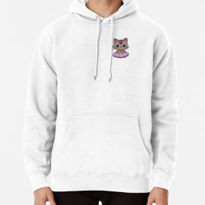 Cute Cat kawaii sitting on pink cloud Pullover Hoodie