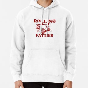 Rolling Fatties funny cat - red text Pullover Hoodie