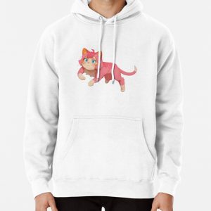 Adorable Pink Cartoon Kitten(3) Pullover Hoodie
