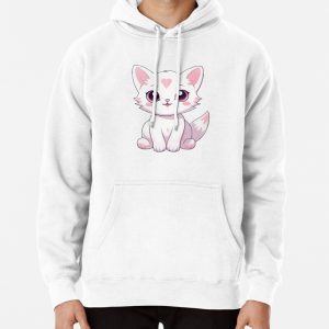 Cute white kitty - Kawaii Cat Pullover Hoodie