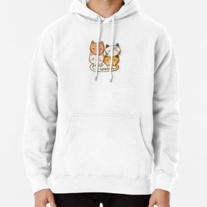 Uwu Cat Stickers Pullover Hoodie