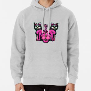 PINK kitty kitten cat psychedelic digital art Pullover Hoodie
