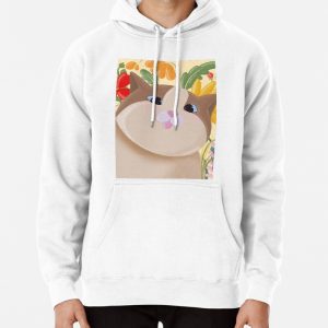 Cute fat cat in flower field Pullover Hoodie