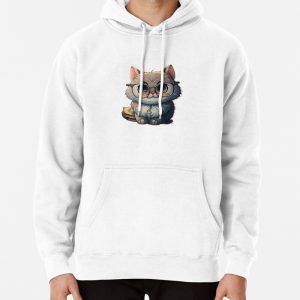 Cute Cat Wearing Glasses Pullover Hoodie