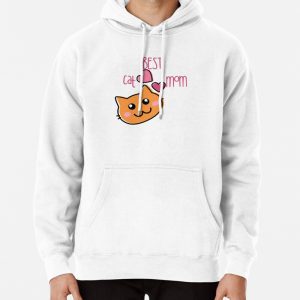 Best cat mom cute kitty with hearts Pullover Hoodie