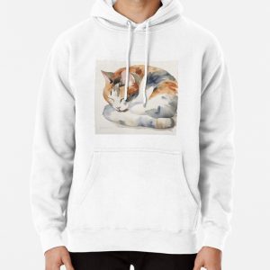 Calico Cat Watercolor Pullover Hoodie