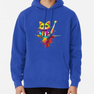 Cute Watercolor Cat Painting Pullover Hoodie