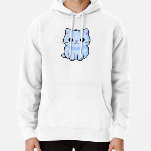 Fluffy Cute Blue Cat Pullover Hoodie