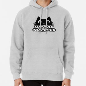 You Are Observed Black Cat Peeking No Privacy Cute Kitten Pullover Hoodie