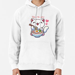 Cute Kawaii Ramen Cat Japanese Ramen Lover Cat Pullover Hoodie