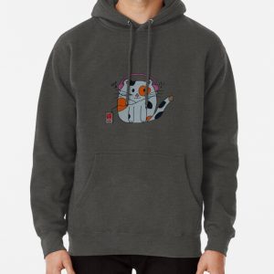 Gray cat listening to music Pullover Hoodie
