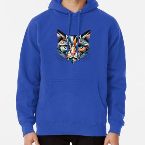 Abstract geometric cat face Pullover Hoodie