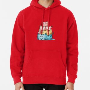 A stack of cute smiling cats Pullover Hoodie