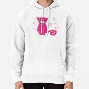 Pretty pink cat Pullover Hoodie