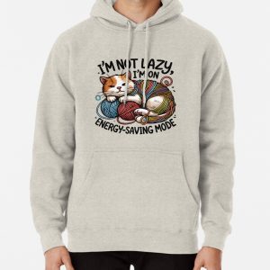 Adorable Playful Cat Tangled in Yarn Cute and Funny Kitten Art Pullover Hoodie