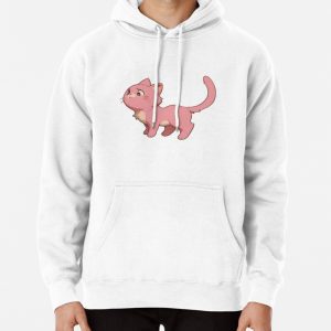 Adorable Pink Cartoon Cat (2) Pullover Hoodie