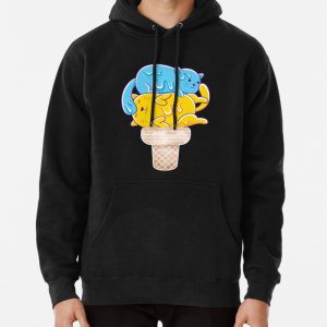 CAT ICE CREAM, CUTE ICE CREAM CAT Pullover Hoodie