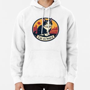 Sticker Cat on board Pullover Hoodie