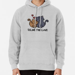 Feline The Love! Cute Kawaii Cats Valentines Day T-Shirt for Cat Lovers Pullover Hoodie