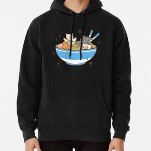 CAT EATING NUDDLES Pullover Hoodie