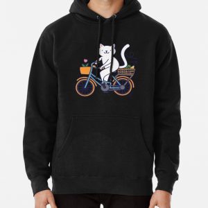 Cycling cute cat Pullover Hoodie