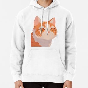 Orange and White Cat Pullover Hoodie