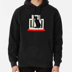 Mondrian Style Royal Cat Pullover Hoodie