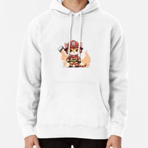 Cute firefighter cat Pullover Hoodie