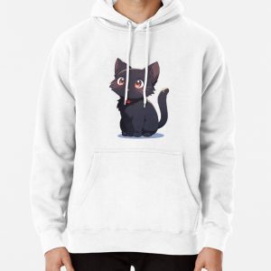 Cute Kawaii Black Cat Smiling Pullover Hoodie
