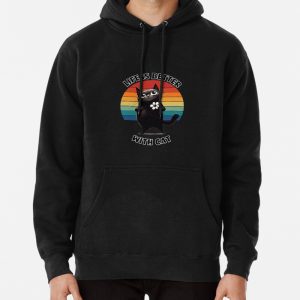 Adorable black cat Life is better with cat Pullover Hoodie