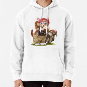 Illustrator cat and owl Pullover Hoodie