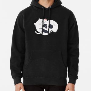 I love cat and cute spooky halloween scary ghost skeleton head skull Pullover Hoodie