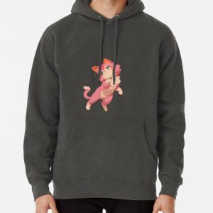 Adorable Pink Cartoon Kitten (7) Pullover Hoodie