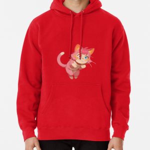 Adorable Pink Cartoon Kitten (6) Pullover Hoodie