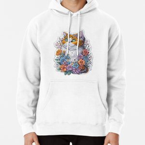 Flower Crowned Feline Cute Cat Garden Pullover Hoodie