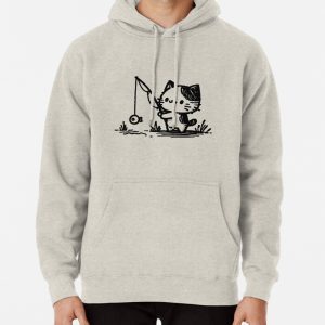 Kitten going fishing Pullover Hoodie