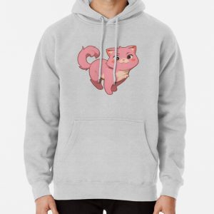 Adorable Pink Cartoon Cat (4) Pullover Hoodie
