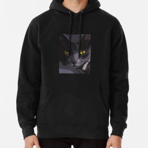 Yellow Eyed Black Cat Pullover Hoodie