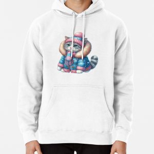 Winter Cat Chic Pullover Hoodie