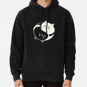 Yin Yang Cute Cat Kitten Peace Loving Pullover Hoodie