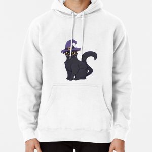 Cat Wearing Witch Hat Pullover Hoodie