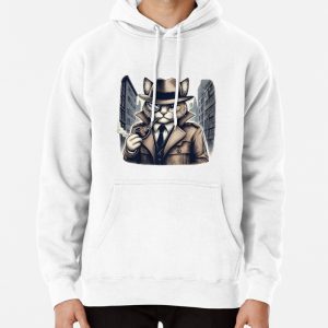 Cute detective cat Pullover Hoodie