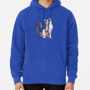 White and Gray Calico Cat Pet Portrait Pullover Hoodie