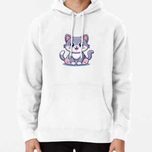 Adorable Cat Sticker - Cute Playful Kitty for Anywhere Pullover Hoodie
