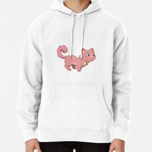 Adorable Pink Cartoon Cat (1) Pullover Hoodie